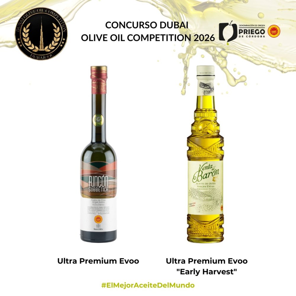 Imagen 脡xito internacional para el aceite de Priego de C贸rdoba en el Dubai IOOC 2026