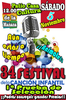 Imagen El próximo sábado día 5 de noviembre comienza la 1ª fase de selección para la gran final del 34 Festival de la Canción Infantil
