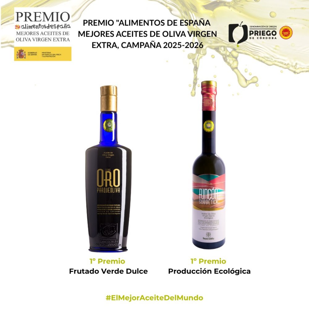 Imagen La DOP Priego de Córdoba sitúa dos de sus AOVEs entre los mejores de España en los Premios Alimentos de España 2025-2026