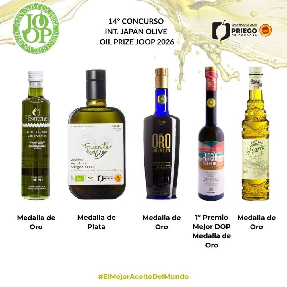 Imagen Los AOVEs de la D.O.P. Priego de C贸rdoba triunfan en Jap贸n en la XIV edici贸n de los premios JOOP